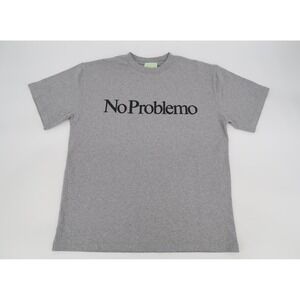 Aries No Problemo T-Shirt Mens Medium Gray Graphic Short Sleeve Cotton Portugal